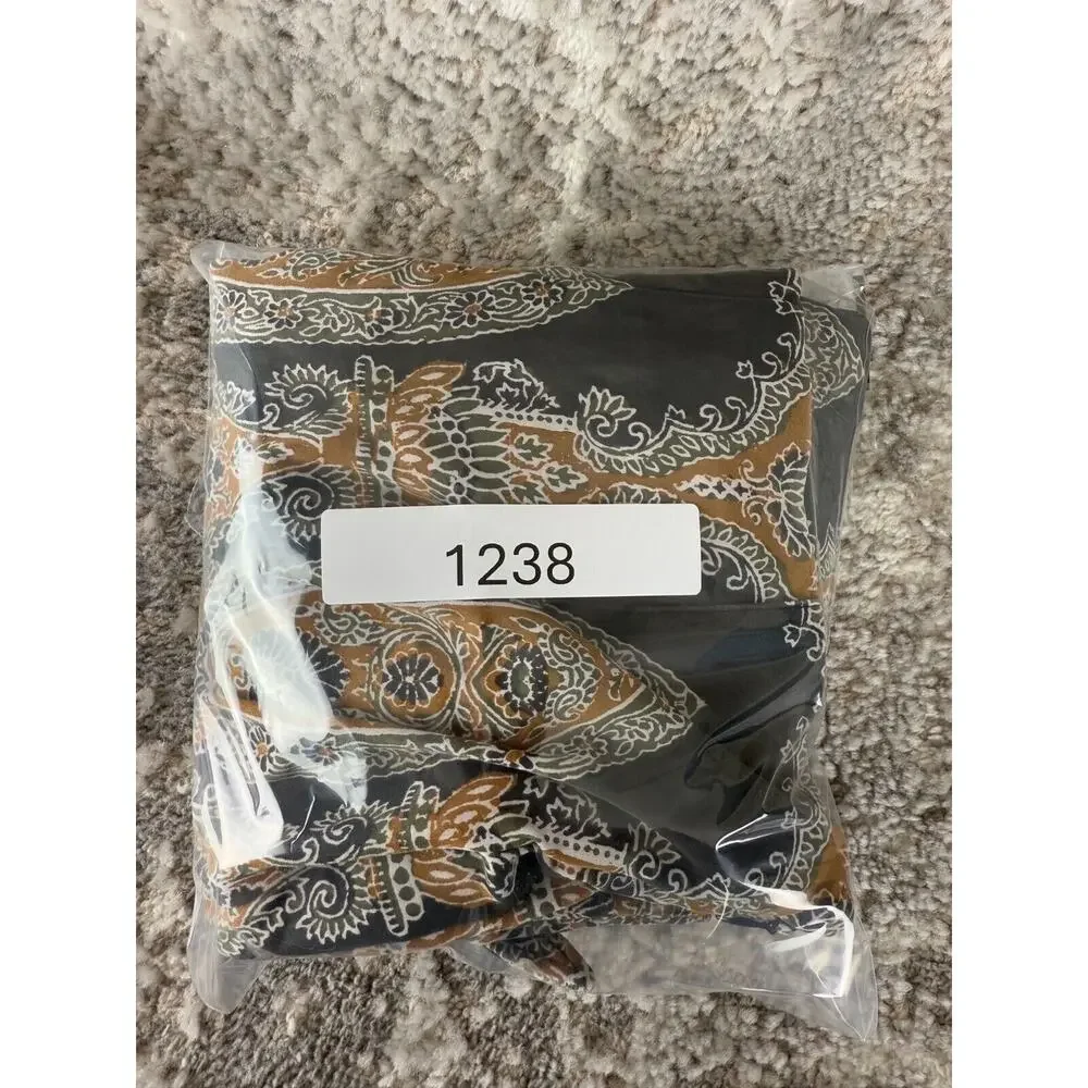 Free‎ People Sz 6 Black & Gold Paisley Print High Rise Crop Pants Boho Artsy
